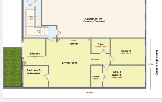 View Full Details for Flat 2, 4 - 6 High Street Cheadle, Stoke On Trent, Cheadle, ST10 1AF, UK