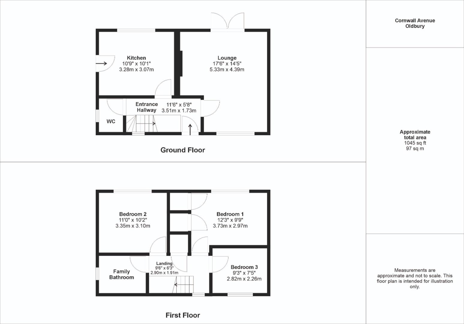 Floorplans For Cornwall Avenue, Oldbury